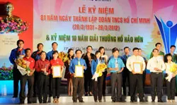 Kỷ niệm 81 năm thành lập Đoàn TNCSHCM: Tuyên dương 7 tập thể nhận giải thưởng Hồ Hảo Hớn