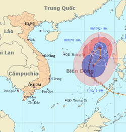 Bão Bopha có khả năng ảnh hưởng vùng biển Nam Bộ