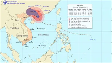 Bão số 7 ít khả năng vào Việt Nam nhưng nguy hiểm trên diện rộng do mưa và gió giật mạnh