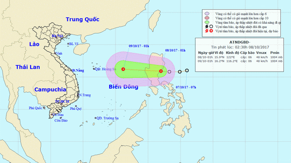Thời tiết ngày 08/10/2017: Áp thấp nhiệt đới gần Biển Đông 1