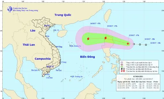 Thời tiết ngày 12/10/2017: Xuất hiện áp thấp nhiệt đới gần biển Đông 1