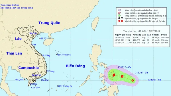Thời tiết ngày 13/12/2017: Xuất hiện áp thấp nhiệt đới gần Biển Đông 1