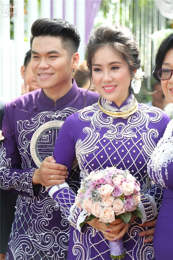 Trung Kiên và Lê Phương trong lễ cưới tại nhà gái ở Trà Vinh ngày 8/8/2017 