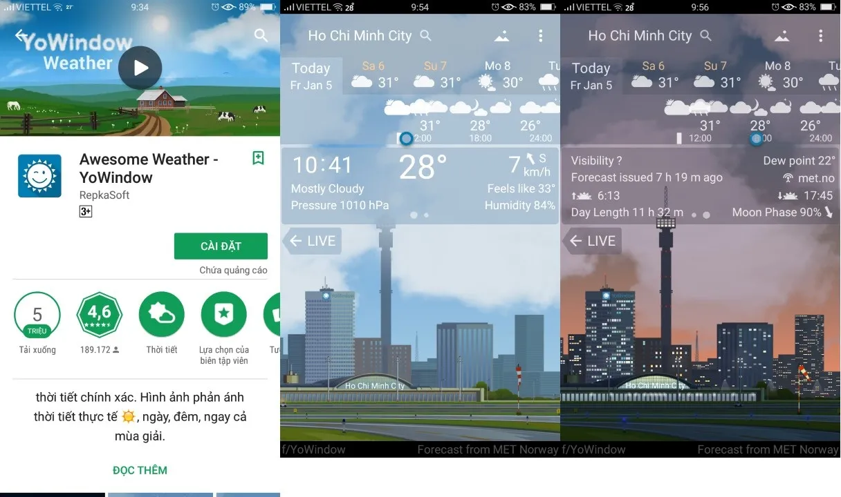 Precise Weather YoWindow -  5 ứng dụng thời tiết chuẩn nhất cho điện thoại iOS và Android voh.com.vn