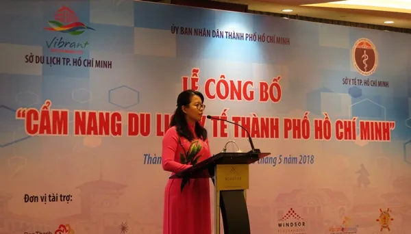 Bà Nguyễn Thị Ánh Hoa, PGĐ Sở Du lịch phát biểu tại lễ ra mắt. 