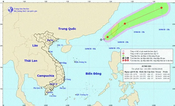 Đường đi của áp thấp nhiệt đới đang hướng về Đài Loan