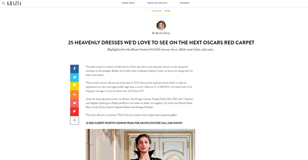 Tạp chí nổi tiếng Grazia vinh danh NTK gốc Việt với “25 váy dạ hội tuyệt trần cho Ocar 2019”