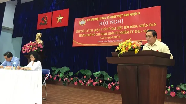Đại biểu Nguyễn Trọng Trí báo cáo cử tri Quận 8 về kỳ họp thứ 9 HĐND TP