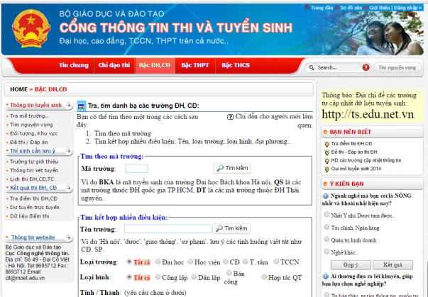 Công khai thông tin tuyển sinh ĐH-CĐ 2015