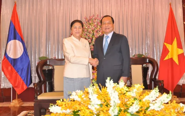 Bí thư Thành ủy Lê Thanh Hải tiếp Chủ tịch Quốc hội Lào