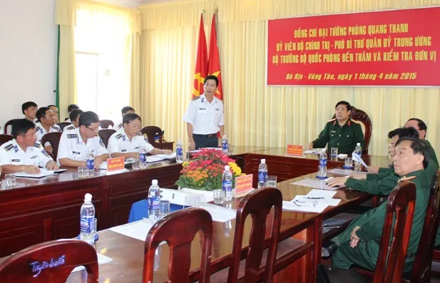 Đại tướng Phùng Quang Thanh thăm và làm việc với Bộ tư lệnh Vùng Cảnh sát biển 3