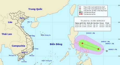 Thời tiết ngày 01/10/2015: Xuất hiện áp thấp nhiệt đới gần biển Đông
