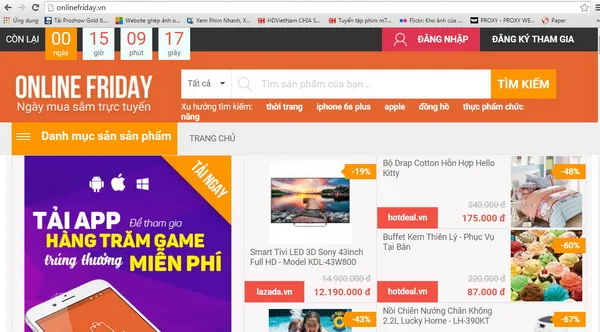 Trang web Ngày mua sắm online gặp lỗi do quá tải