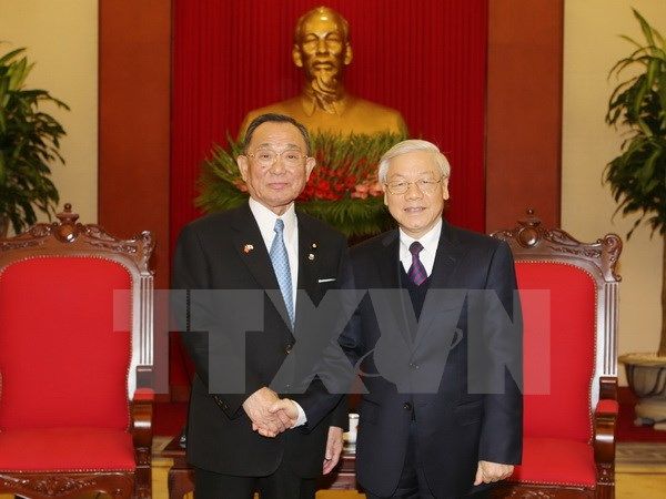 Tổng Bí thư Nguyễn Phú Trọng tiếp Chủ tịch Thượng viện Nhật Bản