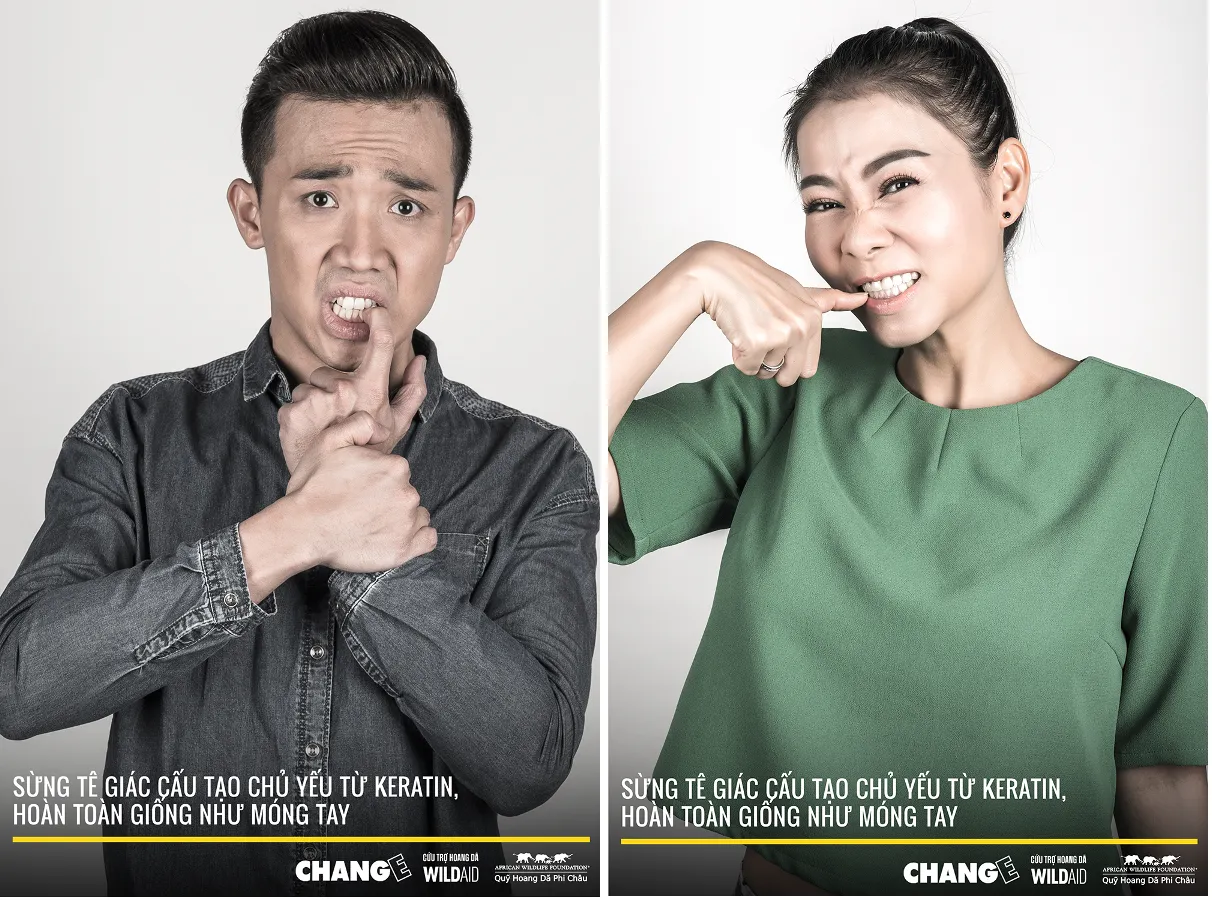 26 nghệ sĩ đồng loạt cắn móng tay kêu gọi bảo vệ tê giác