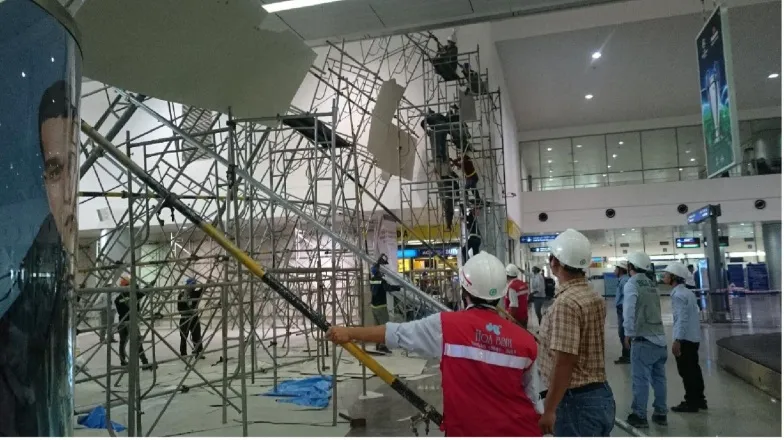 Đã khắc phục sự cố giàn giáo ở sân bay Tân Sơn Nhất