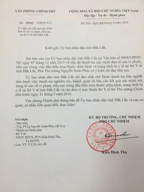 Gia hạn xác minh tiêu cực tại Sở Y tế Đắk Lắk