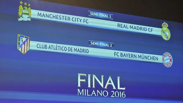 Bán kết Champions League: Man City đụng độ Real Madrid - Atletico gặp Munich