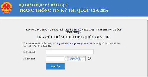 Đại học Sư phạm kỹ thuật, Đại học Kiên Giang công bố điểm thi THPT quốc gia 2016