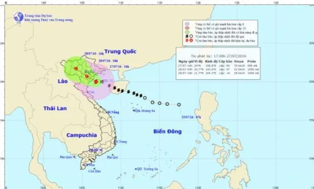 Bão số 1 trên đất liền Đồng Bằng Bắc Bộ, gây mưa rất to