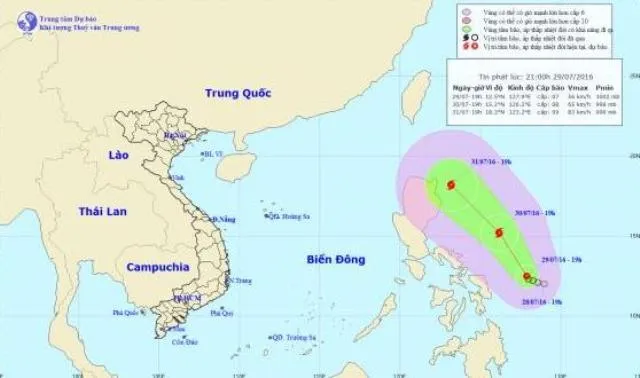 Thời tiết ngày 30/07/2016: Áp thấp nhiệt đới có khả năng mạnh lên thành bão