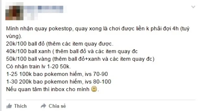 Nở rộ dịch vụ cày thuê, bán acc và “hack” Pokemon Go