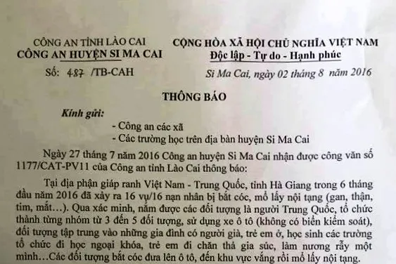 Hà Giang, Lào Cai bác thông tin 16 vụ bắt cóc trẻ em lấy nội tạng