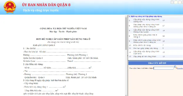 Quận 8 cấp phép xây dựng qua mạng