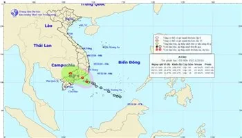 Áp thấp nhiệt đới đang hướng vào Bình Thuận-Bà Rịa Vũng Tàu