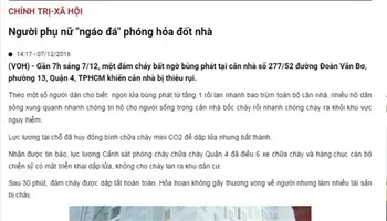 Đính chính tin Người phụ nữ ngáo đá phóng hỏa đốt nhà