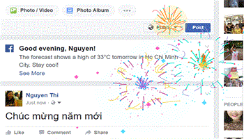 Gõ Chúc mừng năm mới, Facebook bất ngờ bắn pháo hoa