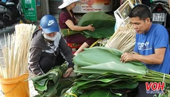 Chợ lá dong vào mùa Tết!