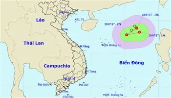 Áp thấp nhiệt đới trên biển Đông, sức gió mạnh cấp 7
