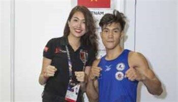 Á hậu Lệ Hằng đến ủng hộ võ sỹ Duy Nhất thi đấu tại Sea Games 29