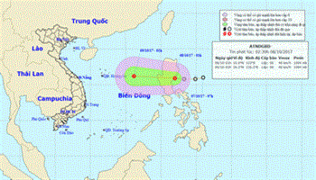 Thời tiết ngày 08/10/2017: Áp thấp nhiệt đới gần Biển Đông