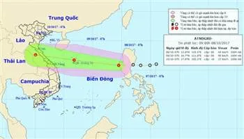 Áp thấp nhiệt đới cách quần đảo Hoàng Sa khoảng 800km