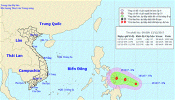 Thời tiết ngày 13/12/2017: Xuất hiện áp thấp nhiệt đới gần Biển Đông