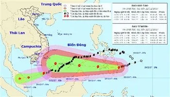 Bão Tembin giật cấp 13 đi nhanh về phía Nam bộ