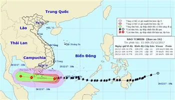 Ảnh hưởng bão số 16 (Tembin): Sóc Trăng, Hậu Giang, Bạc Liêu, Cà Mau có gió giật cấp 11