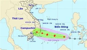 Áp thấp nhiệt đới mạnh cấp 7 cách quần đảo Trường Sa 360 km