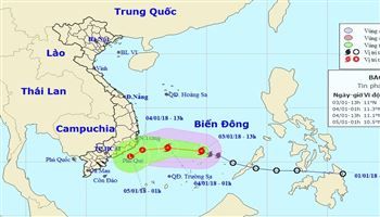 Trưa mai 4/1: Bão Bolaven (bão số 1) đi vào biển Phú Yên-Bình Thuận