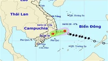 Áp thấp nhiệt đới hiện cách bờ biển Phú Yên - Ninh Thuận khoảng 150km