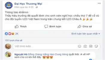 Nhiều trường đại học “chơi lớn” dời lịch thi, hoãn học cho sinh viên cổ vũ U23 Việt Nam