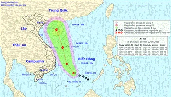 Áp thấp nhiệt đới trên Biển Đông gây gió giật cấp 9