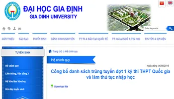 Điểm chuẩn Đại học Công nghệ thông tin Gia Định năm 2018