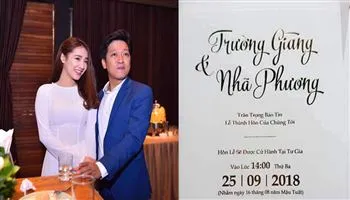 Cuối cùng, thiệp cưới kèm ngày giờ cụ thể của đám cưới Nhã Phương - Trường Giang cũng được tiết lộ