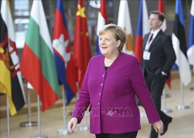 Thủ tướng Đức Angela Merkel tới dự Hội nghị cấp cao Á Âu ở Brussles, Bỉ ngày 19/10/2018. Ảnh: THX/TTXVN