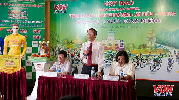 Ông Lê Công Đồng - Giám đốc Đài Tiếng nói nhân dân thành phố Hồ Chí Minh (VOH) - Trưởng Ban Tổ chức cuộc đua phát biểu