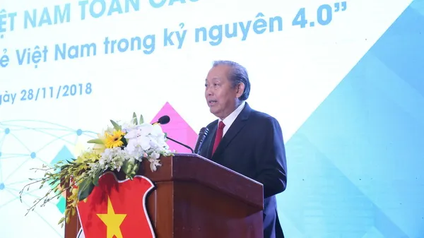 Phó Thủ tướng Thường trực Chính phủ Trương Hòa Bình phát biểu tại buổi lễ.