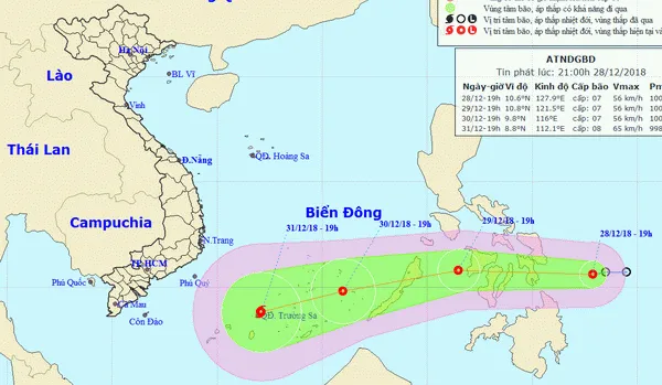 Dự báo đường đi Áp thấp nhiệt đới trên biển Philippines